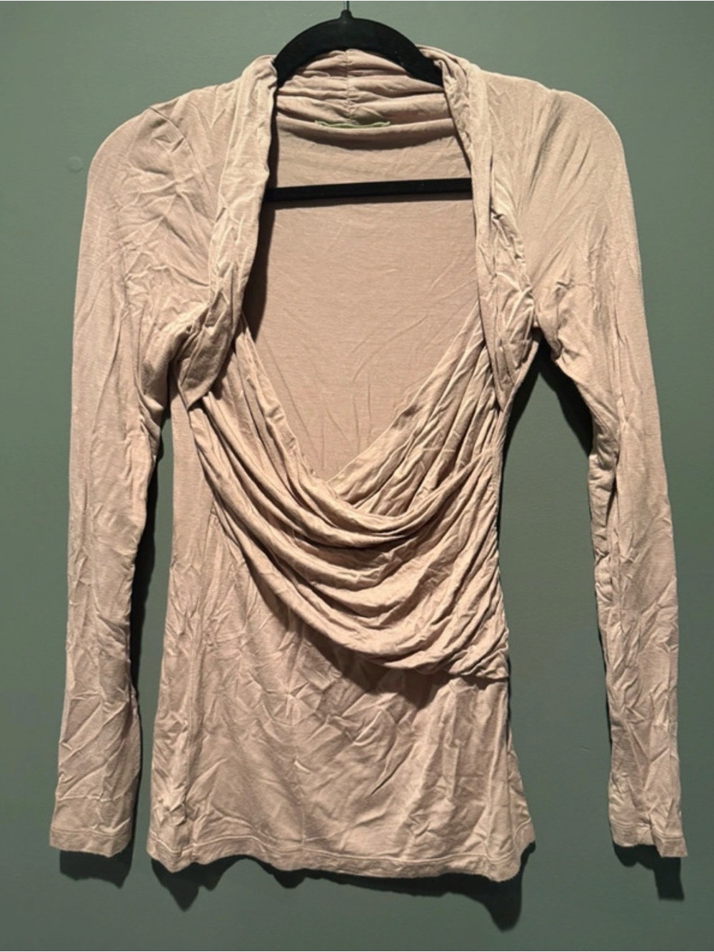 Draped V-Neck Long Sleeve Women's Top in Light Blush